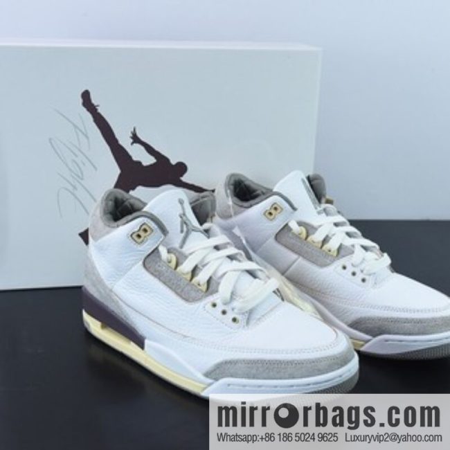 L00H6 Pure Original A Ma Maniére x Air Jordan 3 Retro SP \"Medium Grey\" Beige Grey Men\'s sneakers