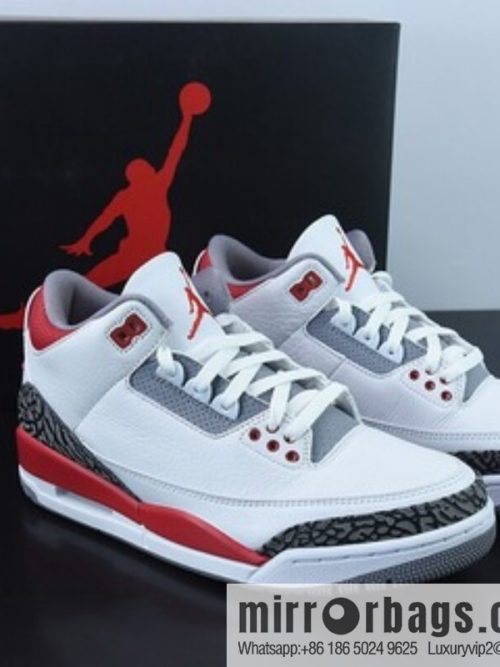 Air Jordan 3 Retro white and red first year re-engraved, new white and red men\'s sneakers DN3707-160