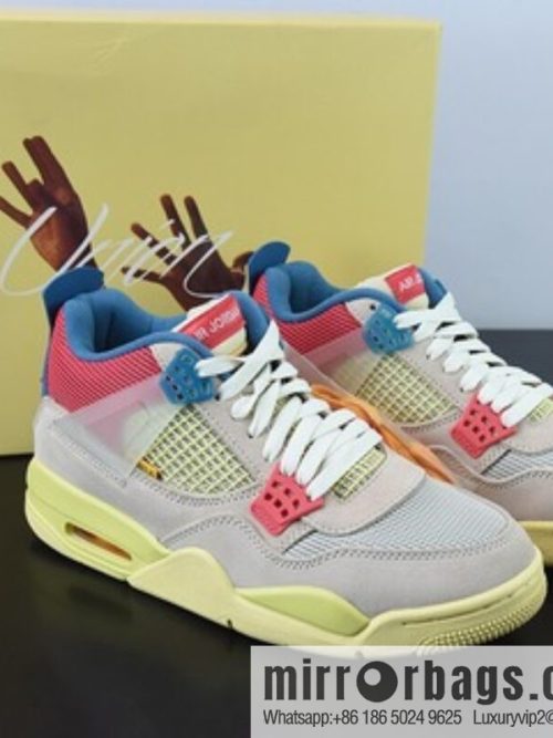 Union x Air Jordan 4 \"Guava Ice\" South Coast, pink and blue AJ4 Jordan 4th generation UN joint sneakers Item number: DC9533-800