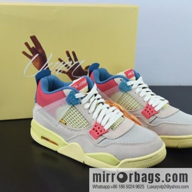 Union x Air Jordan 4 \"Guava Ice\" South Coast, pink and blue AJ4 Jordan 4th generation UN joint sneakers Item number: DC9533-800
