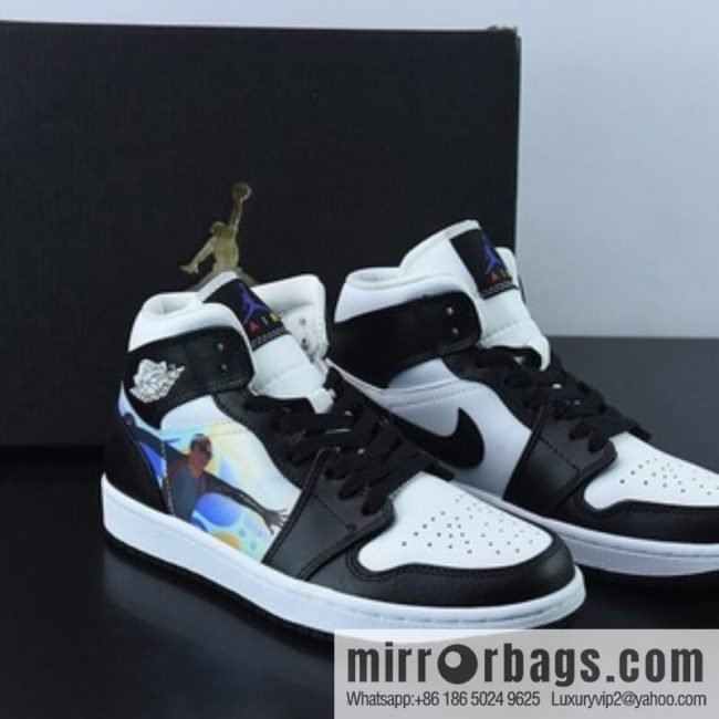 Air Jordan 1 Mid AJ1 Joe 1 naked eye 3D black and white, Zhongbang basketball shoes, item number: DR9495-001