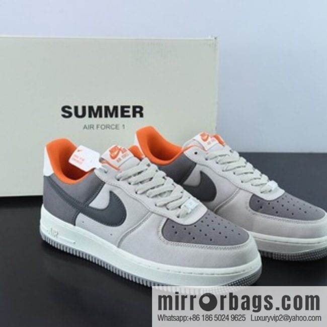 NK Air Force 1 \'07 Low QS \"Grey/Dark Grey/Orange\" Air Force One Classic Low Top Versatile Casual Sports Shoes DG2296-016