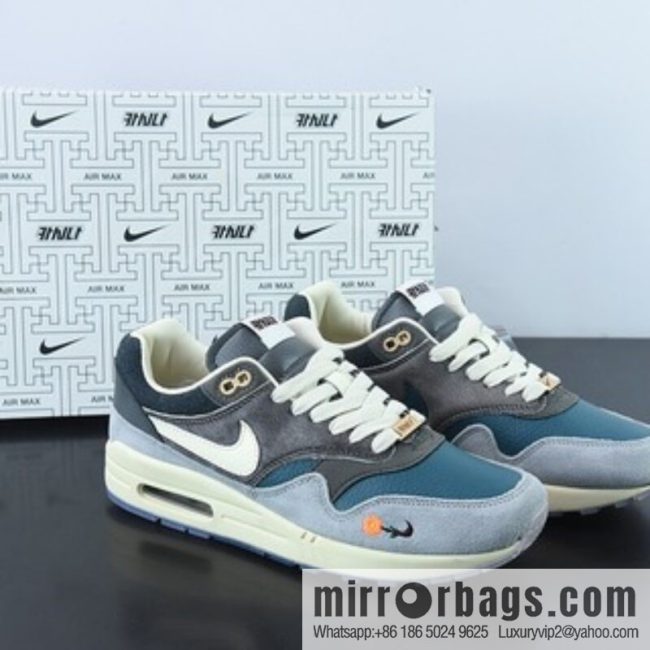 KASINA x Air Max 1 🥰 Won-Ang Grey \"Original Vintage air unit versatile casual sports jogging shoes\" gray and blue mandarin duck \"item number: DQ8475 001