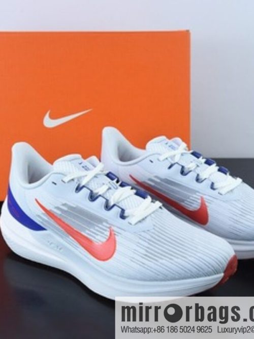 NK Zoom Winflo 9 W9 Ultra Light Mesh Running Shoes, White Blue Orange, Item Number: DD6203-006