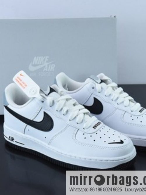 Nike Air Force 1 AF1 Air Force One/Low Top, White Black Grey Tail Embroidery Low Top Casual Board Shoes, Item Number: CT5531-100