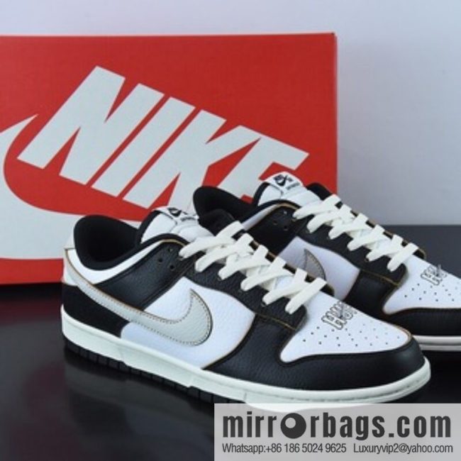 NK HUF x NK Dunk SB Low Top Sports Casual Board Shoes, Black and White, Scratch FD8775-001