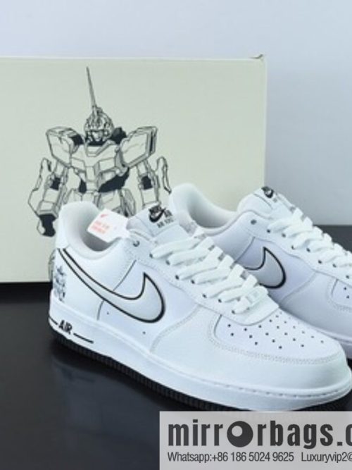 NK Air Force 1 Low Air Force No. 1 Low Top Versatile Leisure Sports Board Shoes, White and Black Gundam, Item Number: KK1256-657