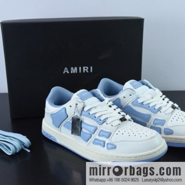 AMIRI Skeleton Low-Skel top Sneakers bone series \"leather (fabric) white light blue foot bones\" 202886M232-148