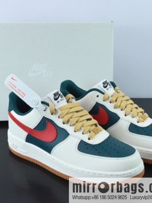 Nike By You Air Force 1 \'07 Low Retro SP Air Force One Low Help White Green Dark Red \"Item Number: FD9063-163