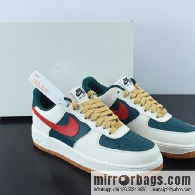 Nike By You Air Force 1 \'07 Low Retro SP Air Force One Low Help White Green Dark Red \"Item Number: FD9063-163