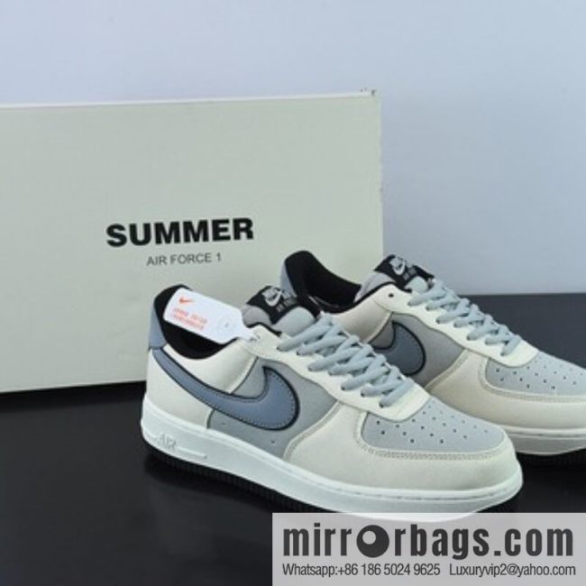 Air Force 1 \'07 Low QS \"Milk White/Fog Blue\" Air Force One \"patchwork canvas milk white fog blue\" low-top casual shoes, item number DG2296-020