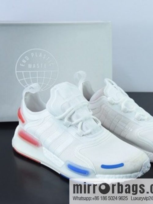 Adidas Adidas NMD_V3 Boost \"OG White\" Fly-woven series low-top popcorn cushioning versatile casual sports running shoes \"knit white blue red\" GX3379