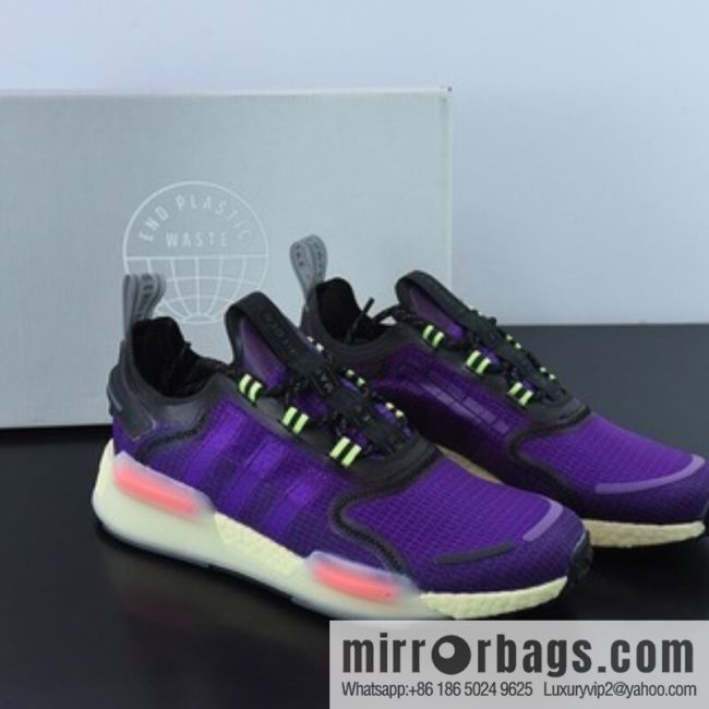 Adidas Adidas NMD_V3 Boost \"OG White\" Flying Weaving Series Low Top Popcorn Cushioning Versatile Casual Sports Running Shoes \"Purple Powder\" GW3062
