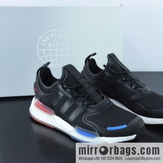 Adidas Adidas NMD_V3 Boost \"OG White\" Flying Weaving Low Top Popcorn Cushioning Versatile Casual Sports Running Shoes \"Black Red Blue\" GX3378