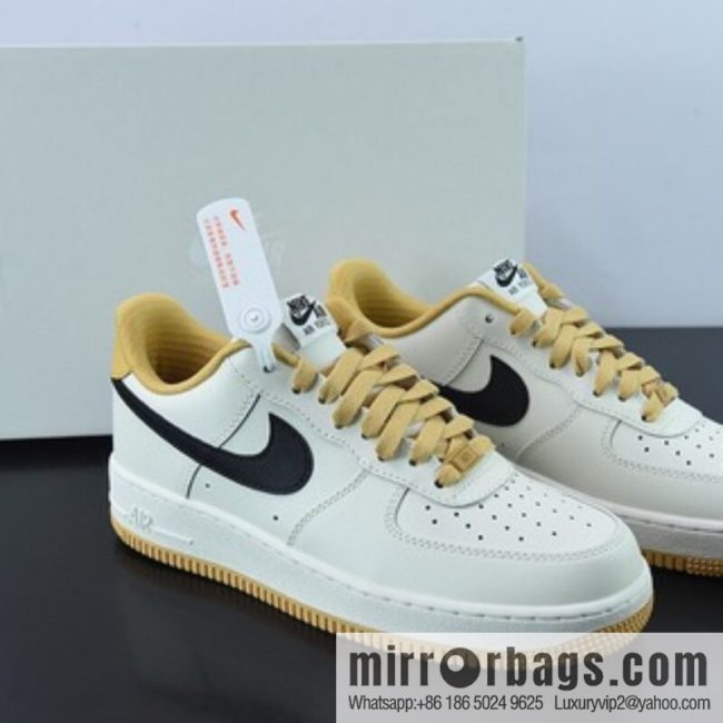 NK By You Air Force 1 \'07 Low Retro SP Air Force One Low Top Classic Versatile Casual Sports Shoes \"leather (fabric) beige turmeric black hook\" FD9063-101