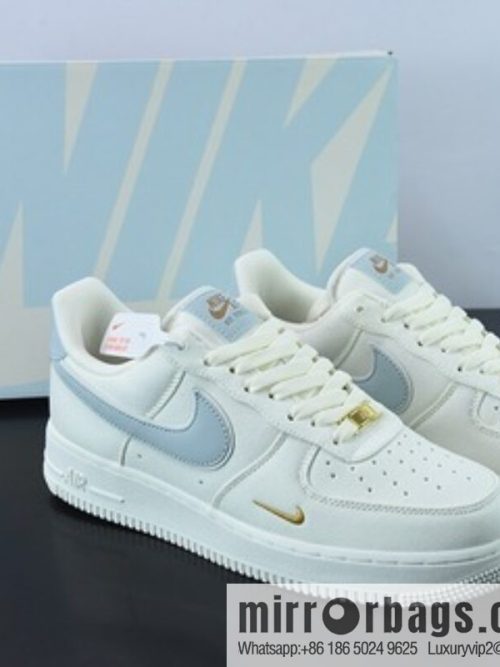 Air Force 1 \'07 Low QS \"Sail/Light Blue/Gold\" Air Force One Classic Low Top Versatile Casual Sports Board Shoes \"Canvas Off White Light Blue Mini Double Hook\" Item Number MN5696-009