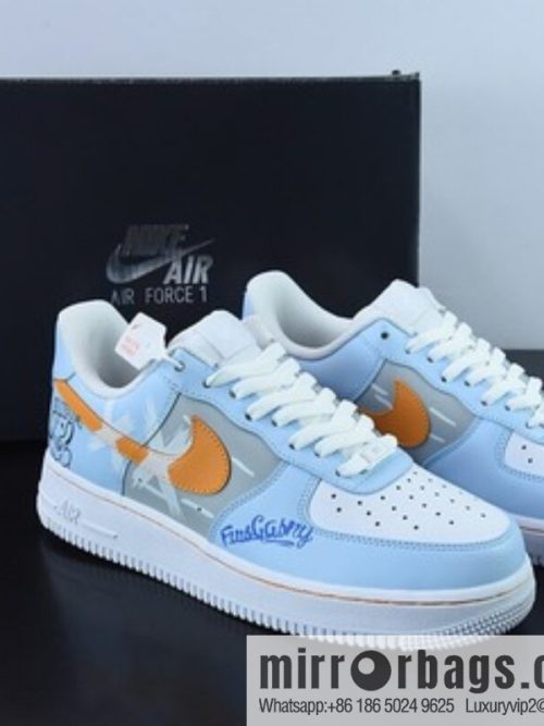 Nike Air Force 1 \'07 white and blue two-dimensional graffiti, Air Force One low-top versatile leisure sports shoes, item number: CW2288-669