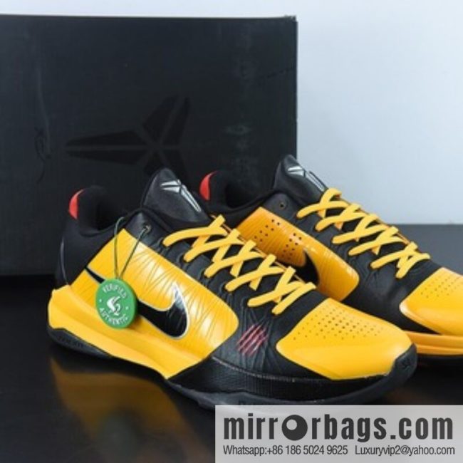 Nike Kobe 5 Bruce Lee Alt Black and Yellow Bruce Lee Men\'s Sports Shoes, Item Number: CD4991-101-700