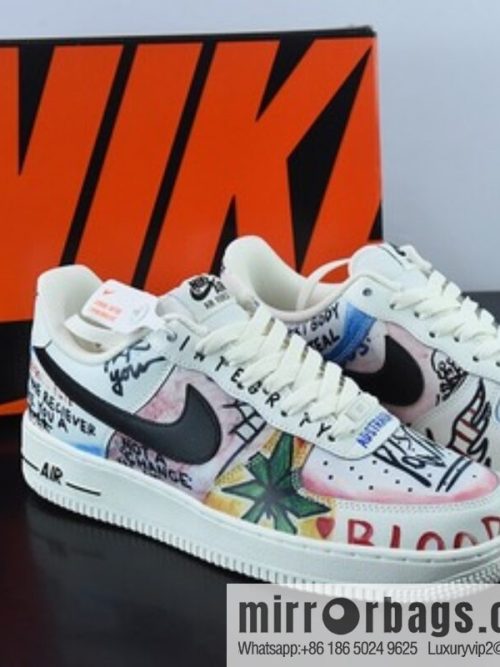 VLONE x Nike Air Force 1 joint graffiti, Air Force No. 1 low-top casual board shoes tide brand joint super limited edition EDC Edison Chen: GT6969-198