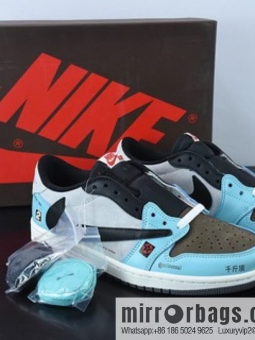 Travis Scott x Air Jordan 1 Low Grey Black Blue/Jack Barb Low Top, Item Number: DM7866-009