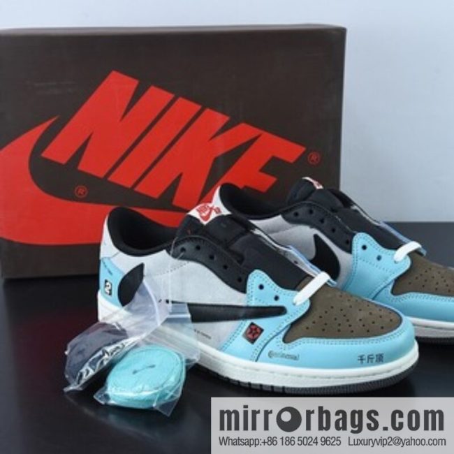 Travis Scott x Air Jordan 1 Low Grey Black Blue/Jack Barb Low Top, Item Number: DM7866-009