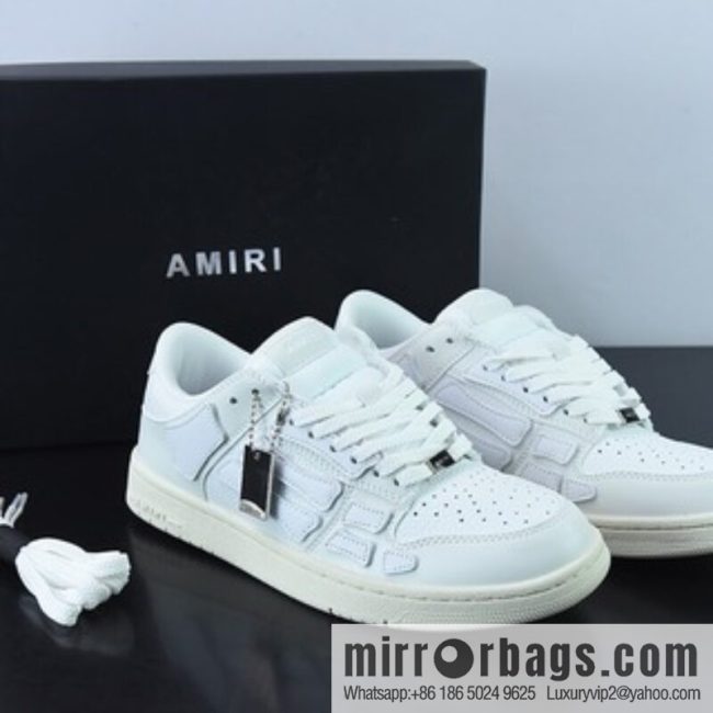 AMIRI Skel Top Hi Sneakers Skeleton Low Top Board Shoes, Pure White
