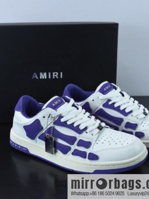 AMIRI Skel Top Hi Sneakers Skeleton Low Top Board Shoes, White Purple