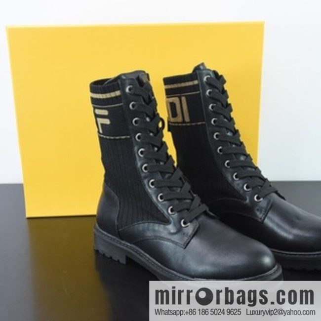 Fendi knit stretch martin boots