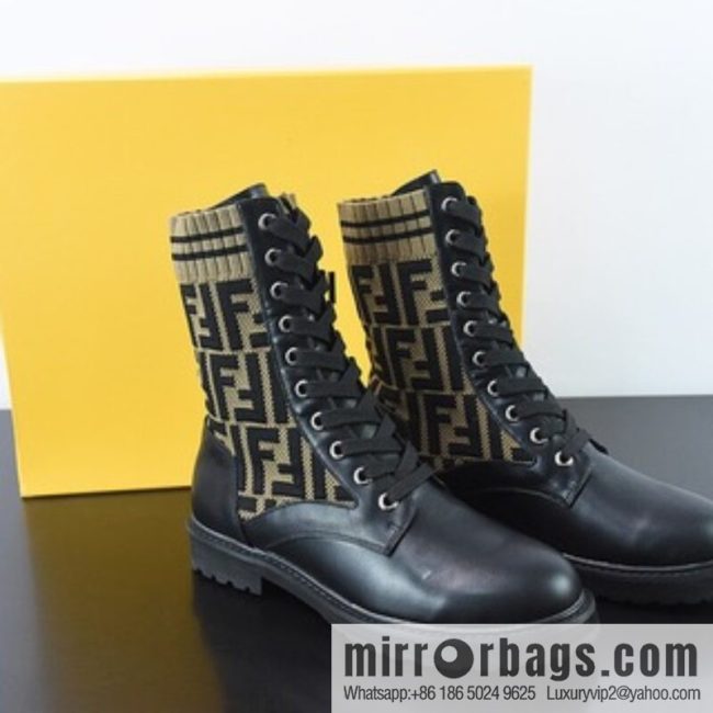 Fendi knit stretch martin boots