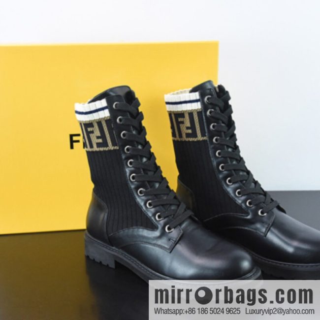 Fendi knit stretch martin boots