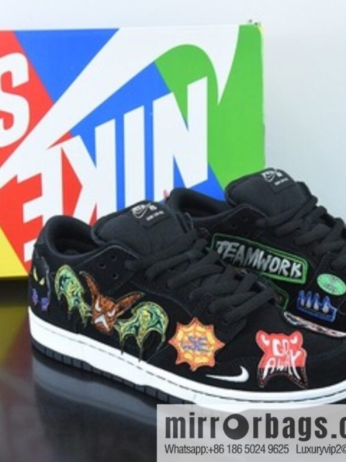 Neckface x Nike SB Dunk Low \"Halloween\" Slam Dunk Collection Low Top Casual Sports Skateboard Shoes \"Black Color Nightmare Patch\" DQ4488-001