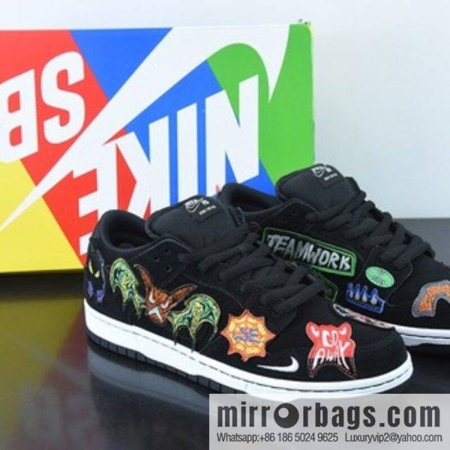 Neckface x Nike SB Dunk Low \"Halloween\" Slam Dunk Collection Low Top Casual Sports Skateboard Shoes \"Black Color Nightmare Patch\" DQ4488-001
