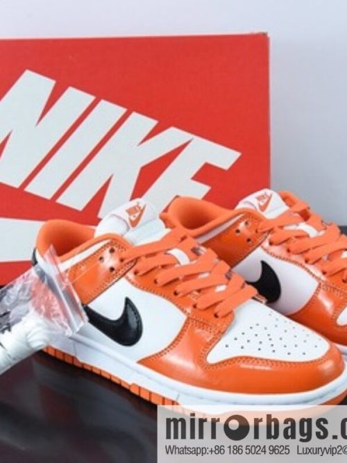 Nike SB Dunk Low patent leather pumpkin, white black orange Unisex sneakers of the same style, item number: DJ9955-800