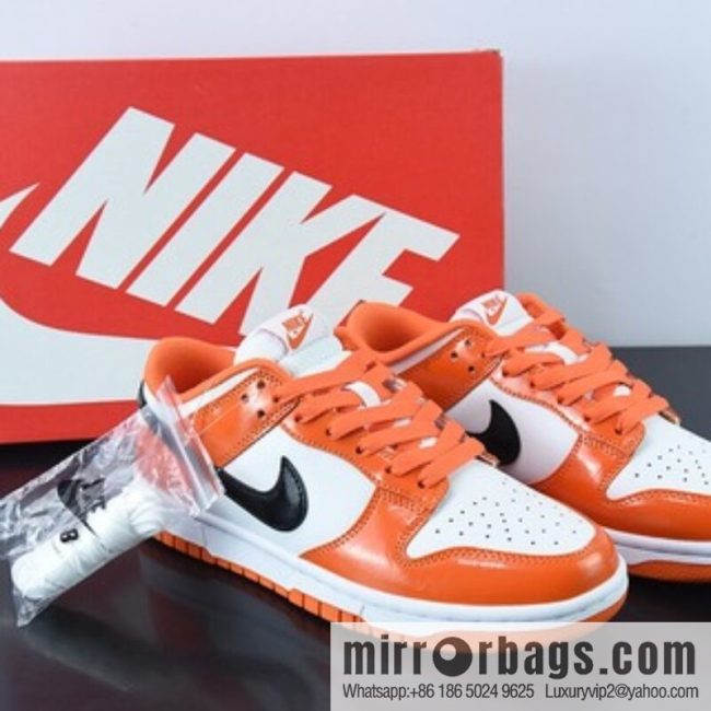 Nike SB Dunk Low patent leather pumpkin, white black orange Unisex sneakers of the same style, item number: DJ9955-800