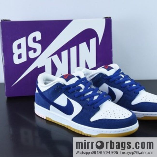 Nike SB Dunk Low PRO PRM white and blue, Los Angeles Dodge low-top men\'s sneakers, item number: DO9395 400