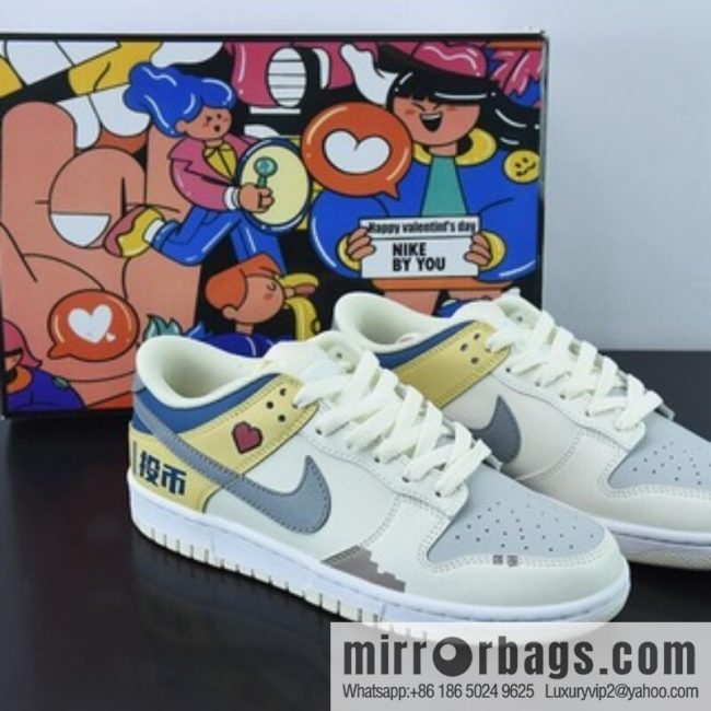 NK Dunk SB Low custom color scheme video game pixel By You exclusive custom personalized shoes, item number: DD1236-563