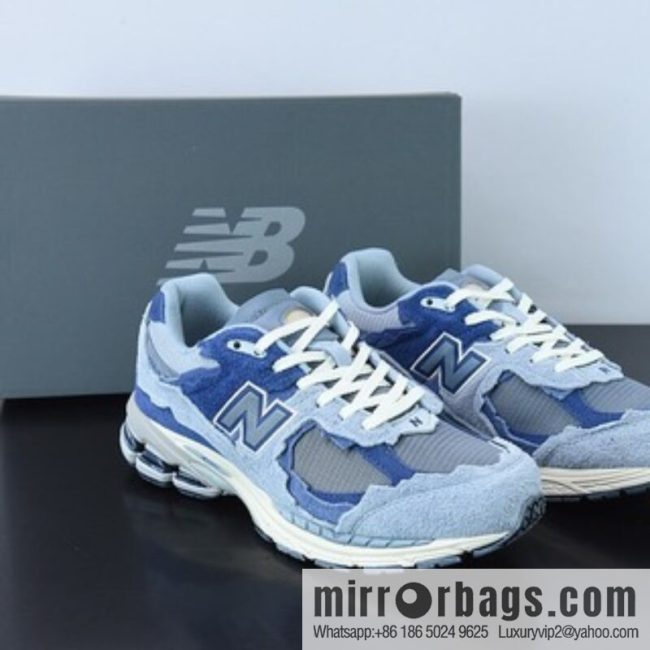 New Balance Patchwork Vintage Casual Running Shoes Men and Women Long Blue and White Blue M2002RDI Blue and White Blue