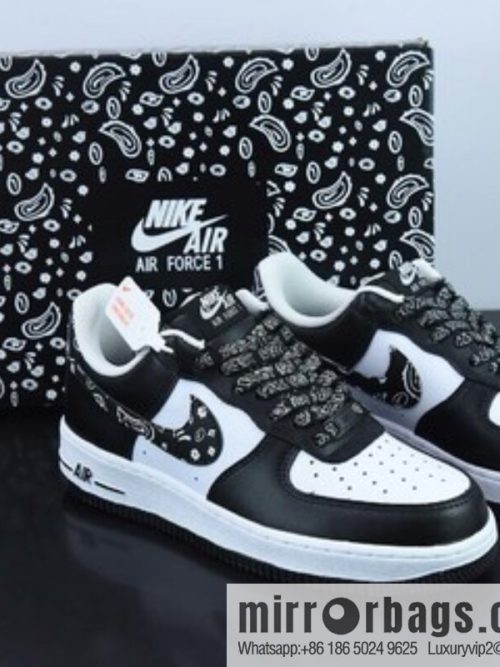 Air Force 1 \'07 Low \"Black Paisley\" Air Force One White Cashew Flower Reflective \"Low Top Casual Shoes XM6389-316