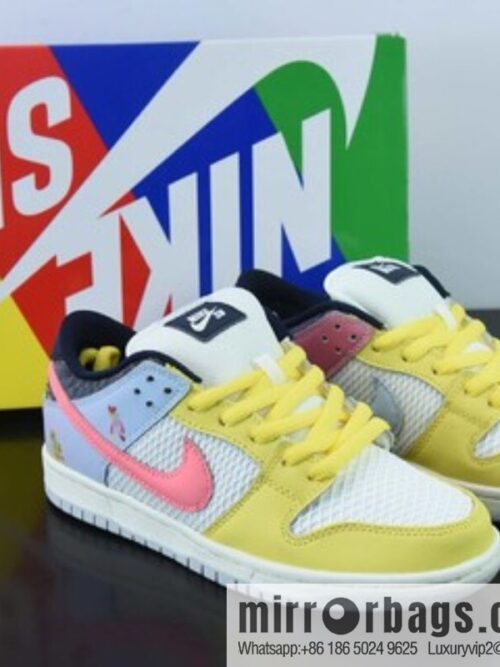 o_1ggc7va5eeplqte10lvj6usb557-800x800blxjchy3aje52979_20250718232002.jpg Nike Dunk Low SB low-top skate shoes/yellow and white, white, yellow and pink and blue, color matching, easter eggs, item number: DX5933-900