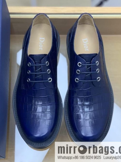 Dior Crocodile Embossed Men\'s Derby Shoes