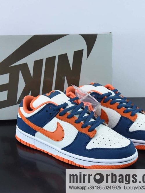 Nike SB Dunk Low \"Broncos\" white blue orange Unisex same casual low-top board shoes 304292-184