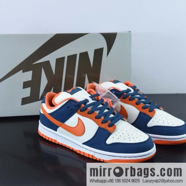 Nike SB Dunk Low \"Broncos\" white blue orange Unisex same casual low-top board shoes 304292-184