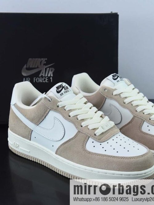 Nike Air Force 1 Low \'07 Suede, White Brown, Wheat color scheme Air Force No. 1 Low Top Casual Board Shoes Item Number: LZ6699-522