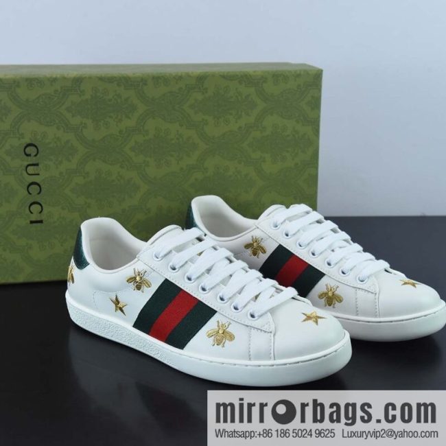 Gucci Gucci white shoes series, classic little bee low-top casual board shoes