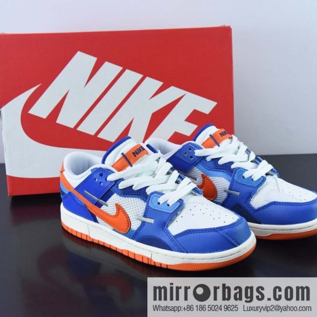 Nk Dunk Scrap Splicing Stitching Low Top Skating Shoes Blue White Orange Knicks Stitching Monster, Item Number: DM0128-100