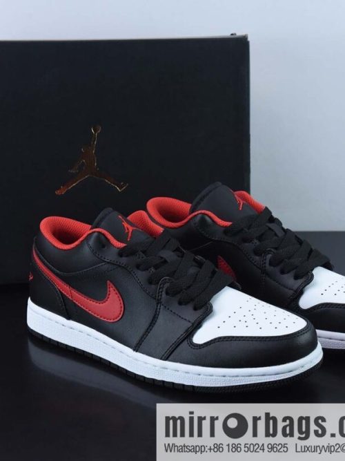 Air Jordan 1 Low \"White Toe\" AJ1 Joe 1 Small black and red toes, low-top basketball shoes 553558-063