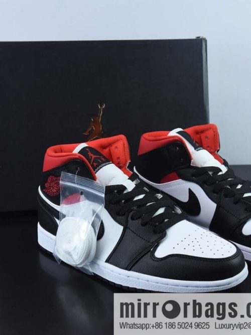 Air Jordan 1 Mid AJ1 Joe 1 prohibited from reselling black and white red, middle help basketball shoes item number: BQ6472-061