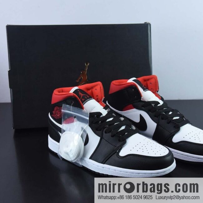 Air Jordan 1 Mid AJ1 Joe 1 prohibited from reselling black and white red, middle help basketball shoes item number: BQ6472-061