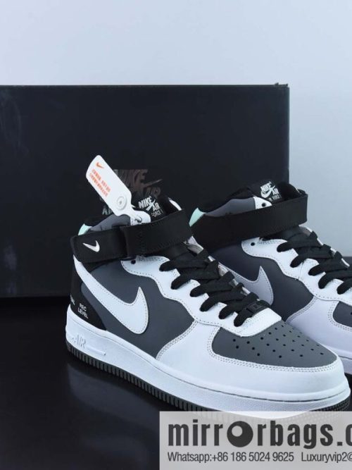 NK Air Force 1 \'07 Mid \"Camcorder\" black and white gray, camera, Air Force One mid-top casual sneakers, item number CN6863-502