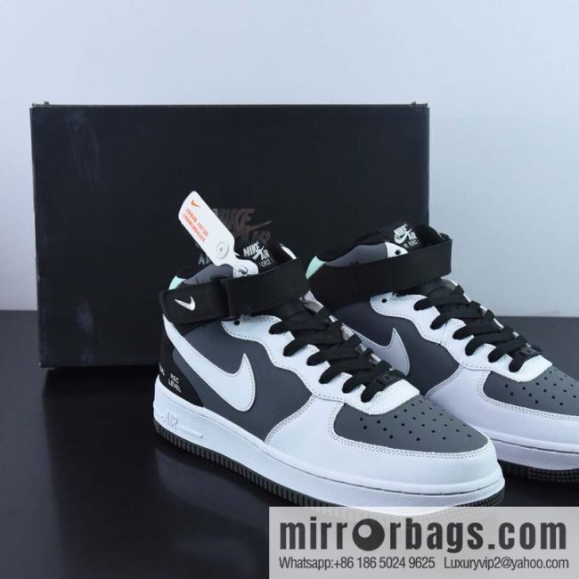 NK Air Force 1 \'07 Mid \"Camcorder\" black and white gray, camera, Air Force One mid-top casual sneakers, item number CN6863-502
